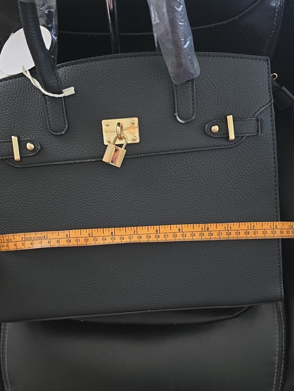 Nwt RISOTTO Classic Structured Tote Handbag in Black with Gold Hardware - Picture 8 of 10